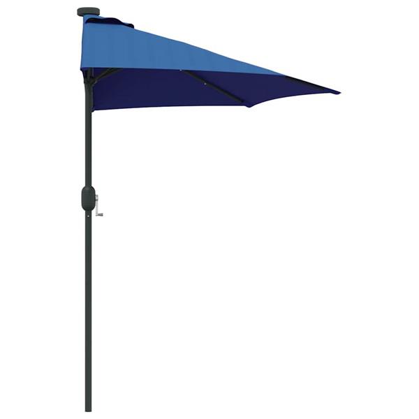 Grote foto vidaxl tuinparasol met led striplichten blauw 294 x 150 x 223 cm stof tuin en terras overige tuin en terras
