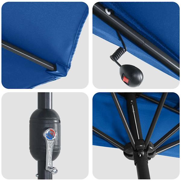 Grote foto vidaxl tuinparasol met led striplichten blauw 294 x 150 x 223 cm stof tuin en terras overige tuin en terras