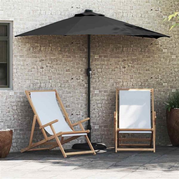 Grote foto vidaxl tuinparasol met led striplichten zwart 294 x 150 x 223 cm stof tuin en terras overige tuin en terras