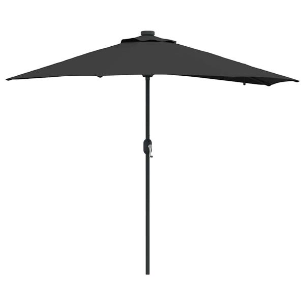 Grote foto vidaxl tuinparasol met led striplichten zwart 294 x 150 x 223 cm stof tuin en terras overige tuin en terras
