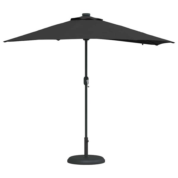 Grote foto vidaxl tuinparasol met led striplichten zwart 294 x 150 x 223 cm stof tuin en terras overige tuin en terras
