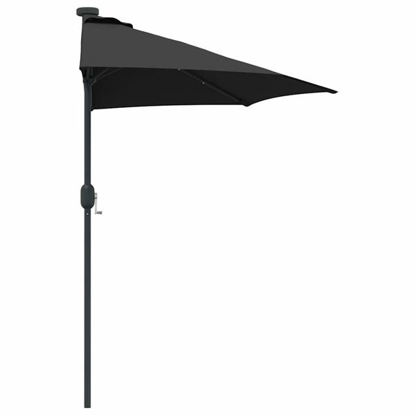 Grote foto vidaxl tuinparasol met led striplichten zwart 294 x 150 x 223 cm stof tuin en terras overige tuin en terras