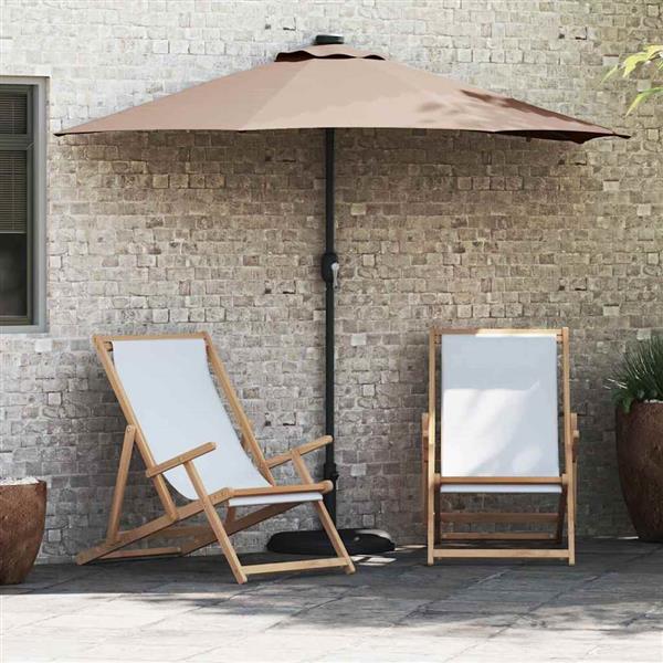 Grote foto vidaxl tuinparasol met led striplichten taupe 294 x 150 x 223 cm stof tuin en terras overige tuin en terras