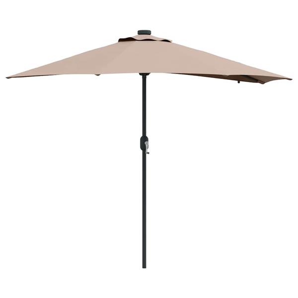 Grote foto vidaxl tuinparasol met led striplichten taupe 294 x 150 x 223 cm stof tuin en terras overige tuin en terras