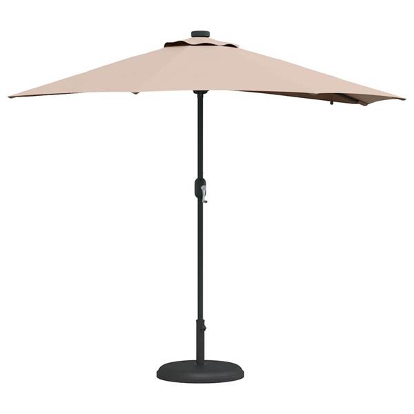 Grote foto vidaxl tuinparasol met led striplichten taupe 294 x 150 x 223 cm stof tuin en terras overige tuin en terras