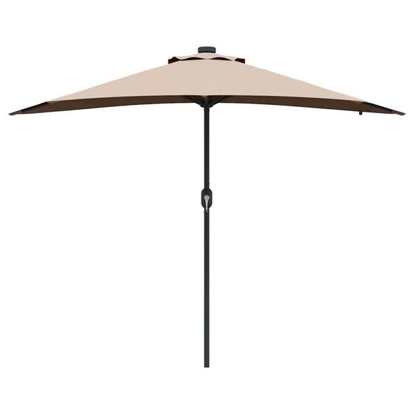 Grote foto vidaxl tuinparasol met led striplichten taupe 294 x 150 x 223 cm stof tuin en terras overige tuin en terras