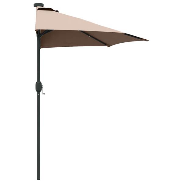 Grote foto vidaxl tuinparasol met led striplichten taupe 294 x 150 x 223 cm stof tuin en terras overige tuin en terras