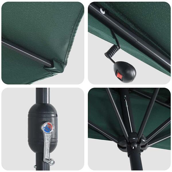 Grote foto vidaxl tuinparasol met led striplichten groen 294 x 150 x 223 cm stof tuin en terras overige tuin en terras