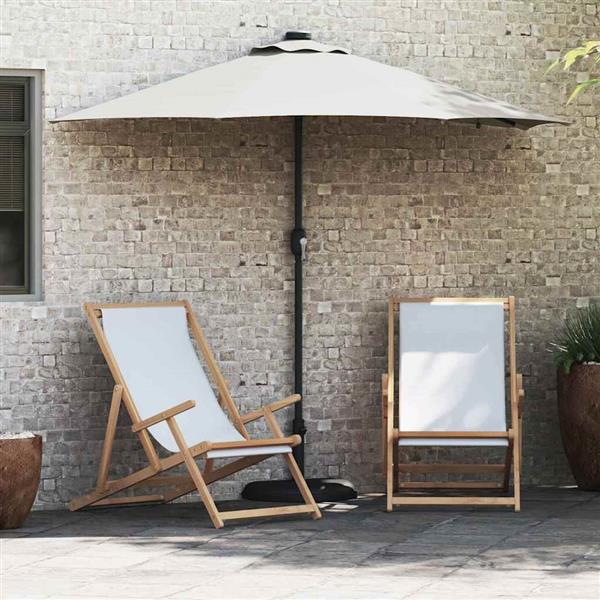 Grote foto vidaxl tuinparasol met led striplichten zand 294 x 150 x 223 cm stof tuin en terras overige tuin en terras