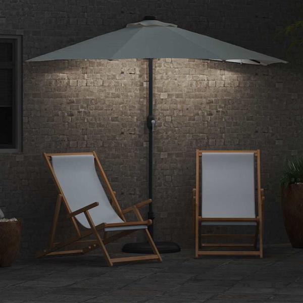Grote foto vidaxl tuinparasol met led striplichten zand 294 x 150 x 223 cm stof tuin en terras overige tuin en terras