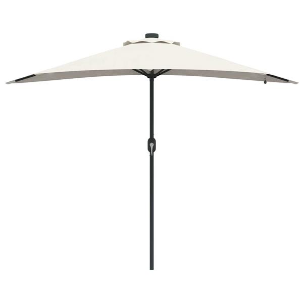 Grote foto vidaxl tuinparasol met led striplichten zand 294 x 150 x 223 cm stof tuin en terras overige tuin en terras