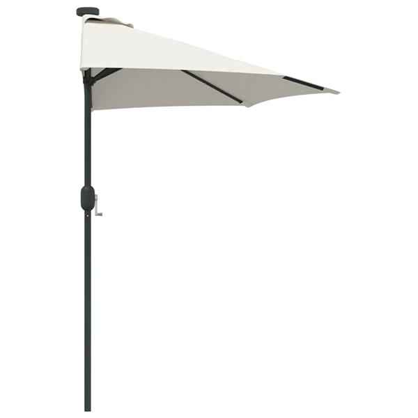 Grote foto vidaxl tuinparasol met led striplichten zand 294 x 150 x 223 cm stof tuin en terras overige tuin en terras