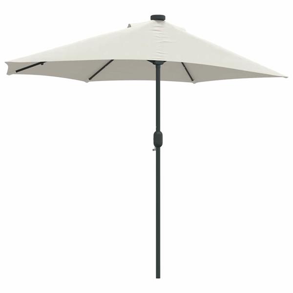 Grote foto vidaxl tuinparasol met led striplichten zand 294 x 150 x 223 cm stof tuin en terras overige tuin en terras