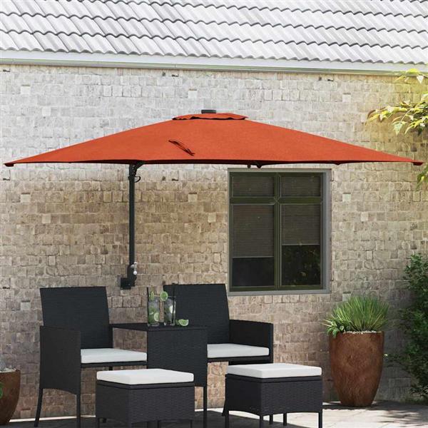 Grote foto vidaxl tuinparasol terracotta 248.5 x 247.5 x 160 cm stof tuin en terras overige tuin en terras