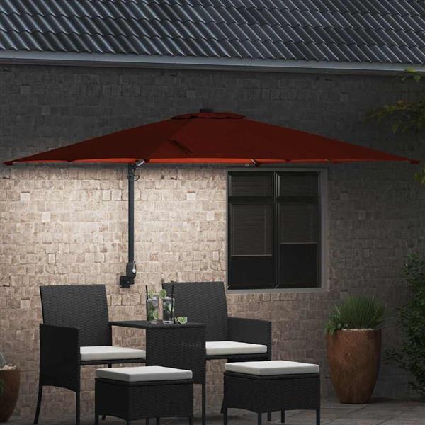 Grote foto vidaxl tuinparasol terracotta 248.5 x 247.5 x 160 cm stof tuin en terras overige tuin en terras