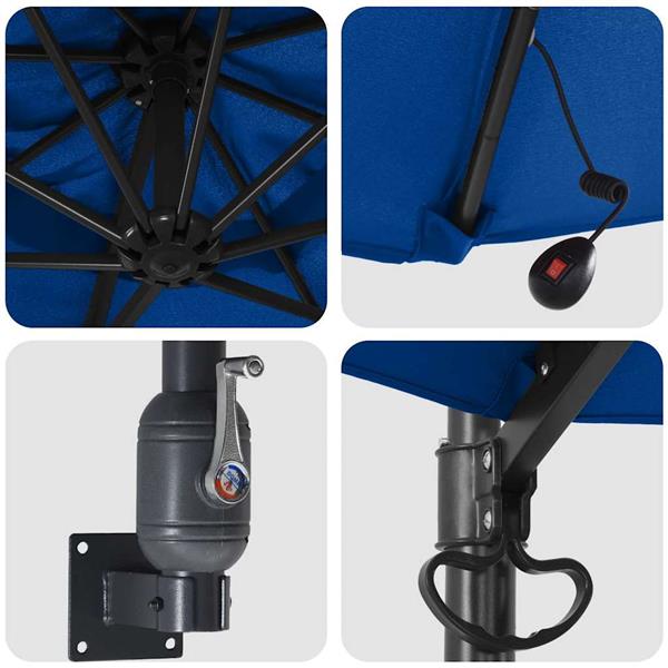 Grote foto vidaxl tuinparasol blauw en zwart 248 x 248 x 148 cm tuin en terras overige tuin en terras