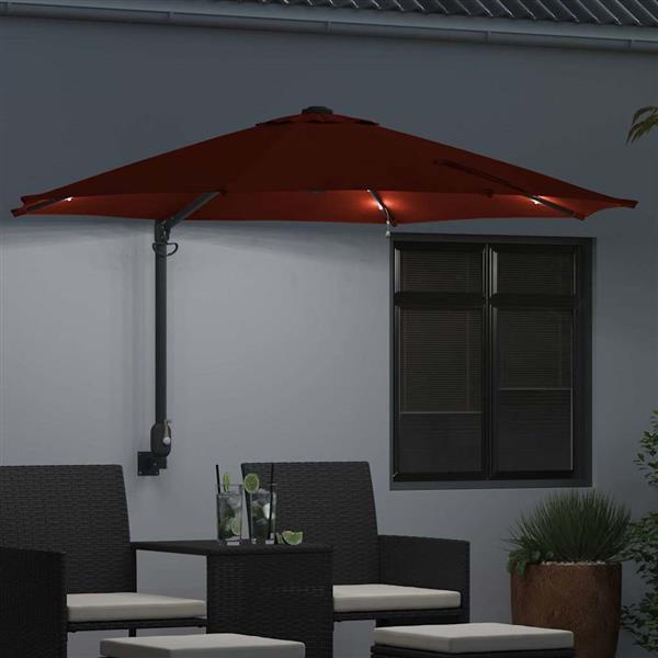 Grote foto vidaxl tuinparasol rood en zwart 248 x 248 x 148 cm polyester en staal tuin en terras overige tuin en terras