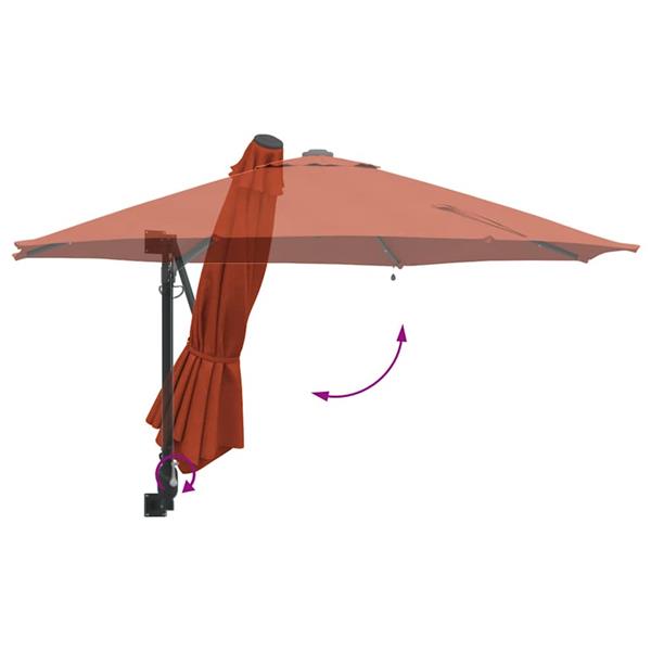 Grote foto vidaxl tuinparasol rood en zwart 248 x 248 x 148 cm polyester en staal tuin en terras overige tuin en terras