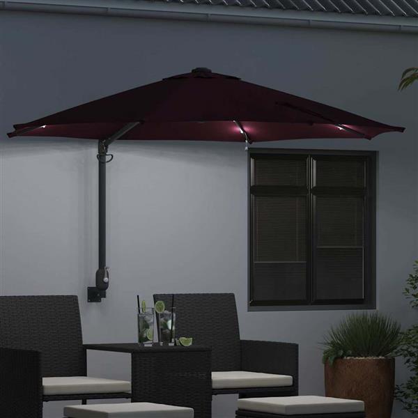 Grote foto vidaxl tuinparasol rood en zwart 248 x 248 x 148 cm polyester en staal tuin en terras overige tuin en terras