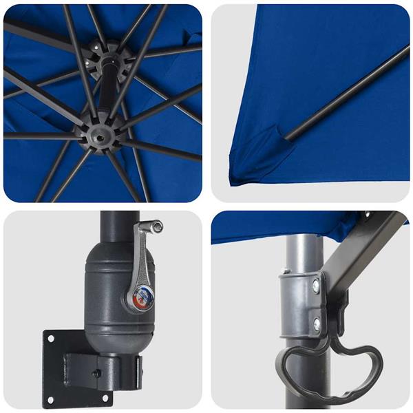 Grote foto vidaxl tuinparasol blauw en zwart 248.5 x 247.5 x 160 cm tuin en terras overige tuin en terras