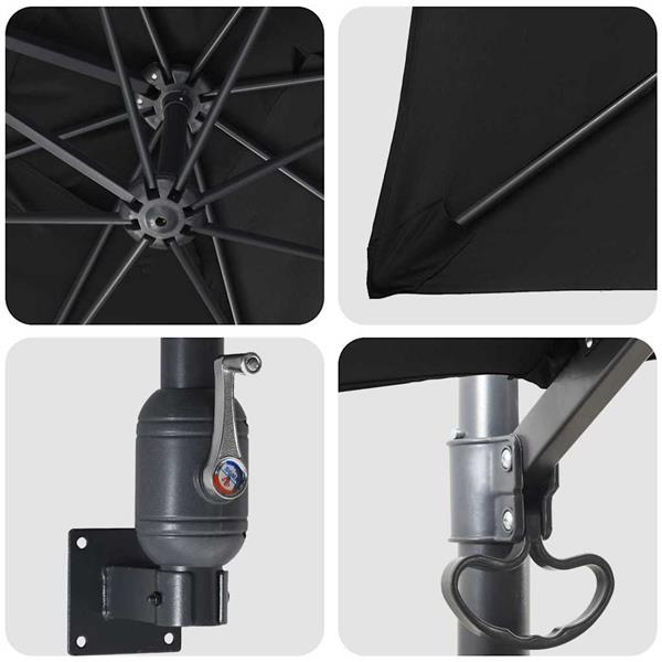 Grote foto vidaxl tuinparasol zwart en zwart 248.5 x 247.5 x 160 cm tuin en terras overige tuin en terras