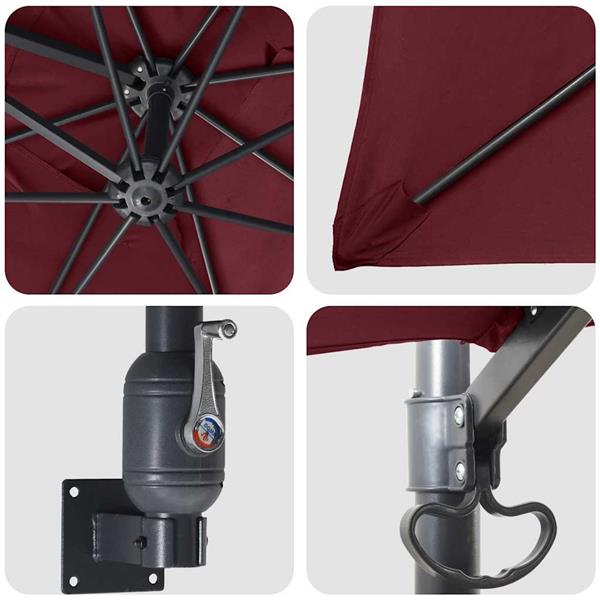 Grote foto vidaxl tuinparasol rood en zwart 248.5 x 247.5 x 160 cm tuin en terras overige tuin en terras