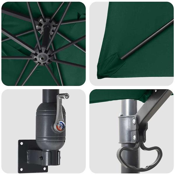 Grote foto vidaxl tuinparasol groen en zwart 248.5 x 247.5 x 160 cm tuin en terras overige tuin en terras