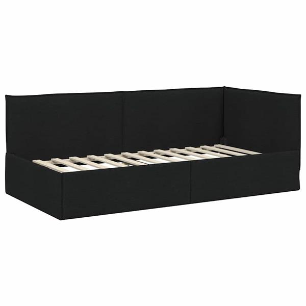 Grote foto vidaxl hoekbedframe met hoofdeinde zwart 100 x 200 cm stof antiek en kunst stoelen en banken
