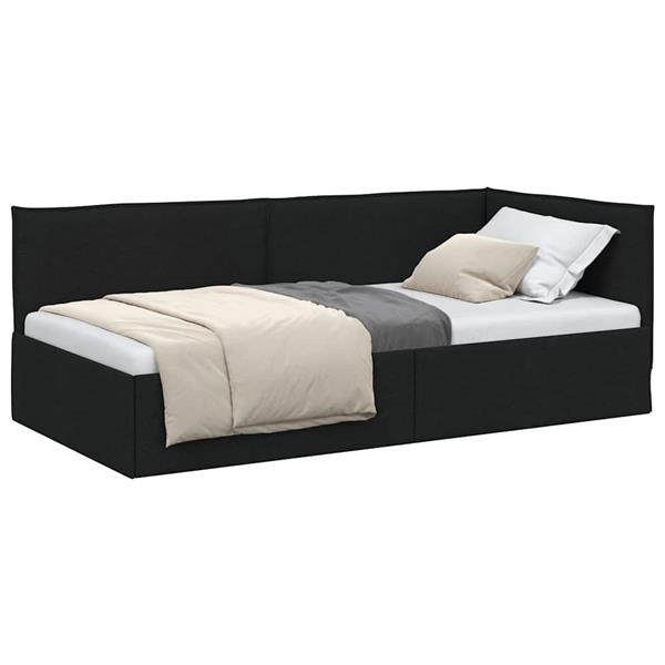 Grote foto vidaxl hoekbedframe met hoofdeinde zwart 100 x 200 cm stof antiek en kunst stoelen en banken
