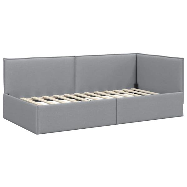 Grote foto vidaxl hoekbedframe met hoofdeinde lichtgrijs 100 x 200 cm stof antiek en kunst stoelen en banken