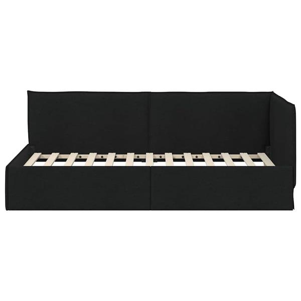 Grote foto vidaxl hoekbedframe met hoofdeinde zwart 90 x 200 cm stof antiek en kunst stoelen en banken