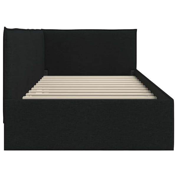 Grote foto vidaxl hoekbedframe met hoofdeinde zwart 90 x 200 cm stof antiek en kunst stoelen en banken
