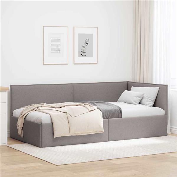 Grote foto vidaxl hoekbedframe met hoofdeinde taupe 80 x 200 cm stof antiek en kunst stoelen en banken