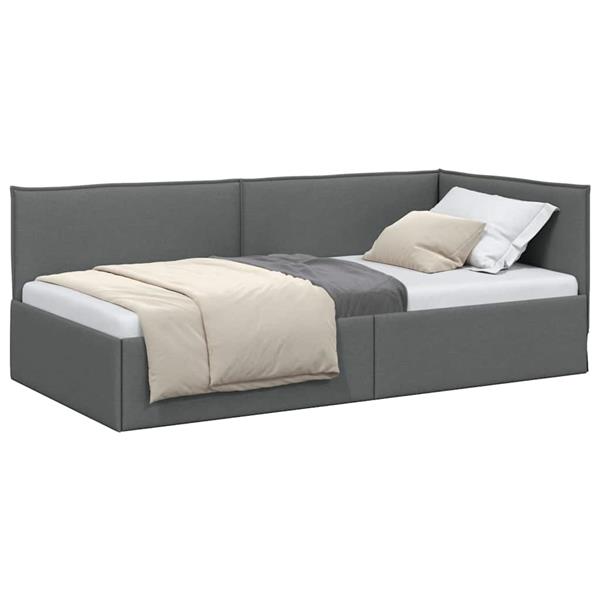 Grote foto vidaxl hoekbedframe met hoofdeinde donkergrijs 80 x 200 cm stof antiek en kunst stoelen en banken