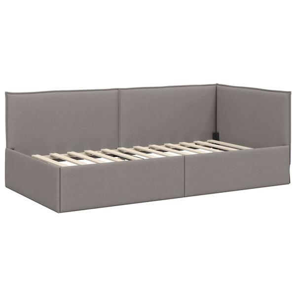 Grote foto vidaxl hoekbedframe met hoofdeinde taupe 100 x 200 cm stof antiek en kunst stoelen en banken