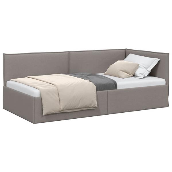 Grote foto vidaxl hoekbedframe met hoofdeinde taupe 100 x 200 cm stof antiek en kunst stoelen en banken