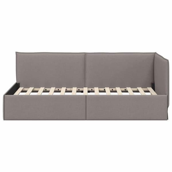 Grote foto vidaxl hoekbedframe met hoofdeinde taupe 100 x 200 cm stof antiek en kunst stoelen en banken