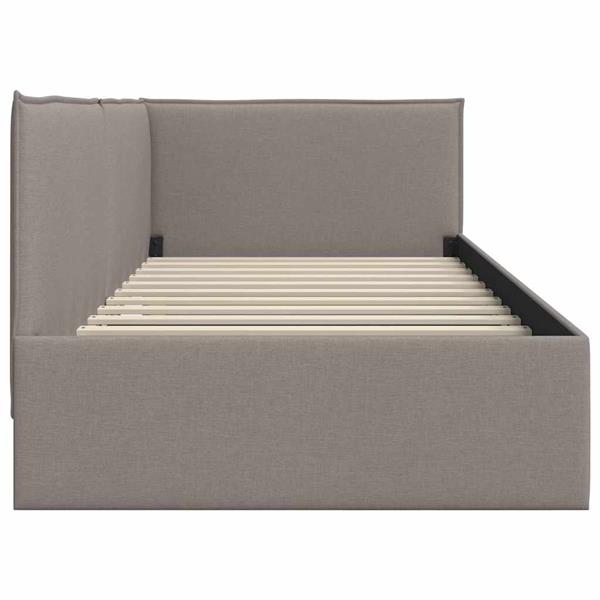 Grote foto vidaxl hoekbedframe met hoofdeinde taupe 100 x 200 cm stof antiek en kunst stoelen en banken