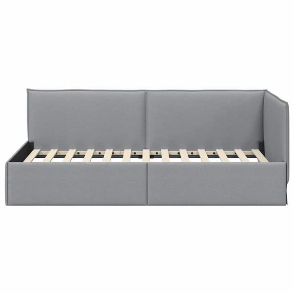 Grote foto vidaxl hoekbedframe met hoofdeinde lichtgrijs 100 x 200 cm stof antiek en kunst stoelen en banken