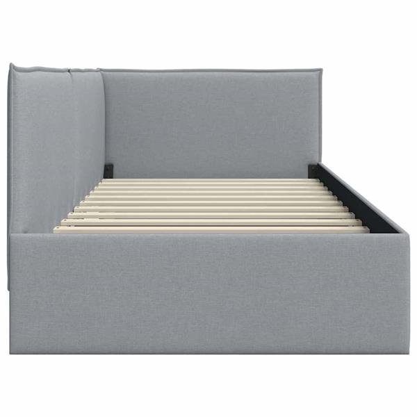 Grote foto vidaxl hoekbedframe met hoofdeinde lichtgrijs 100 x 200 cm stof antiek en kunst stoelen en banken
