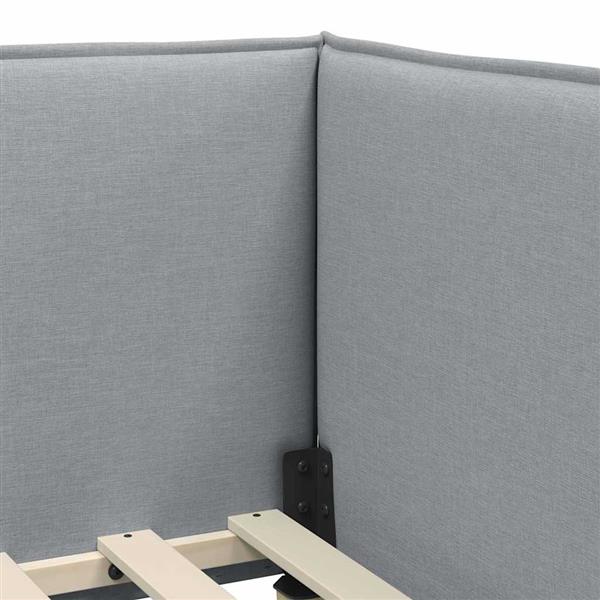 Grote foto vidaxl hoekbedframe met hoofdeinde lichtgrijs 100 x 200 cm stof antiek en kunst stoelen en banken