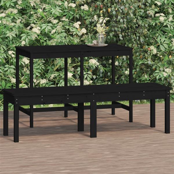 Grote foto vidaxl tuinbank 2 zits 159 5x44x45 cm massief grenenhout zwart tuin en terras tuinmeubelen