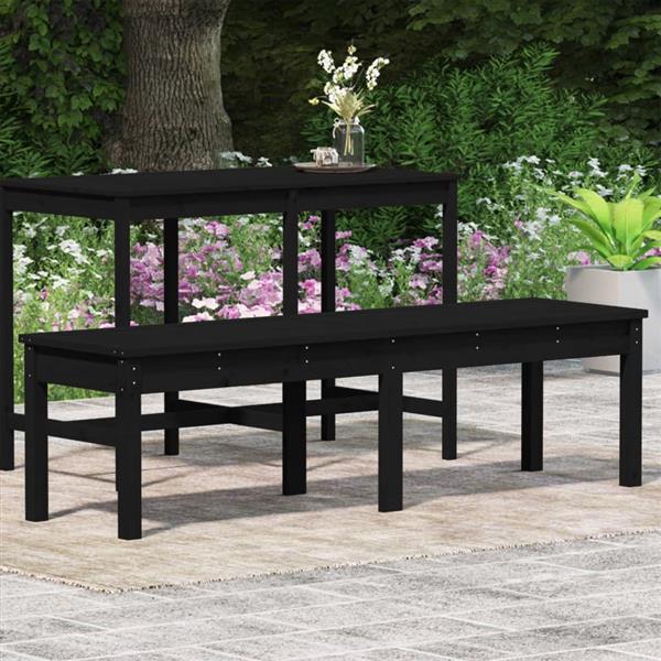Grote foto vidaxl tuinbank 2 zits 159 5x44x45 cm massief grenenhout zwart tuin en terras tuinmeubelen