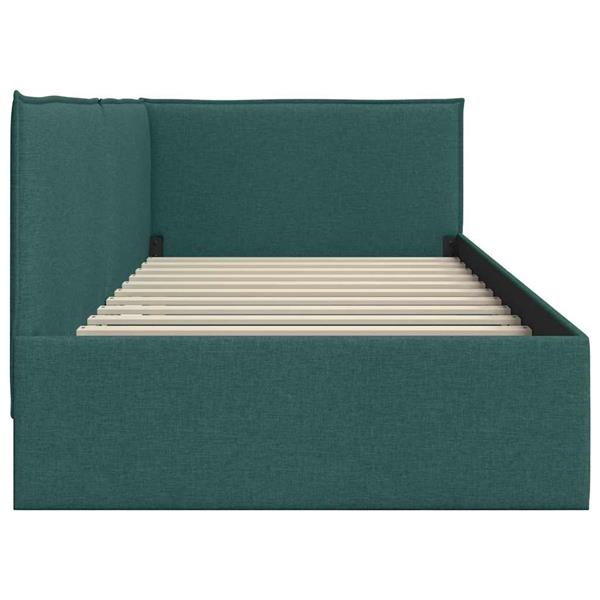 Grote foto vidaxl hoekbedframe met hoofdeinde donkergroen 90 x 200 cm stof antiek en kunst stoelen en banken