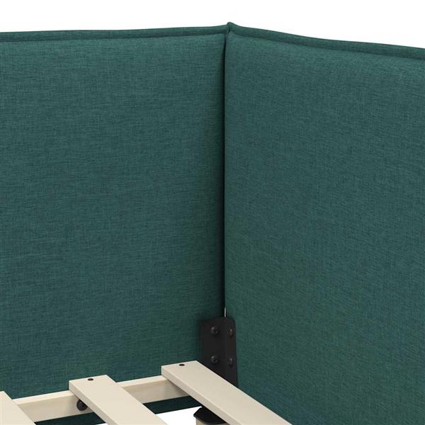 Grote foto vidaxl hoekbedframe met hoofdeinde donkergroen 90 x 200 cm stof antiek en kunst stoelen en banken
