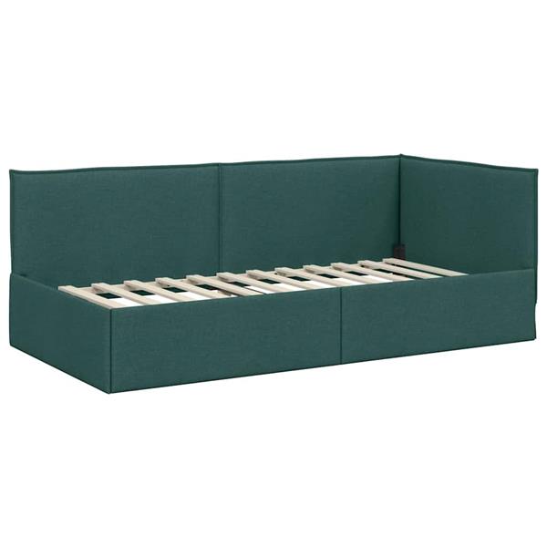 Grote foto vidaxl hoekbedframe met hoofdeinde donkergroen 90 x 190 cm stof antiek en kunst stoelen en banken