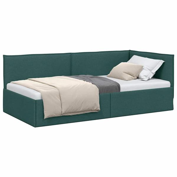 Grote foto vidaxl hoekbedframe met hoofdeinde donkergroen 90 x 190 cm stof antiek en kunst stoelen en banken