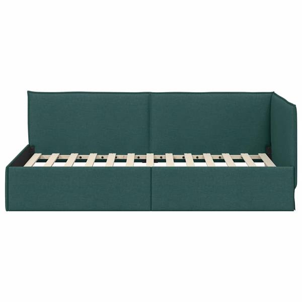 Grote foto vidaxl hoekbedframe met hoofdeinde donkergroen 90 x 190 cm stof antiek en kunst stoelen en banken