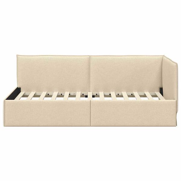 Grote foto vidaxl hoekbedframe met hoofdeinde cr me 80 x 200 cm stof antiek en kunst stoelen en banken