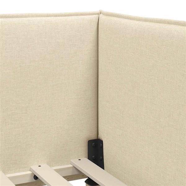 Grote foto vidaxl hoekbedframe met hoofdeinde cr me 80 x 200 cm stof antiek en kunst stoelen en banken